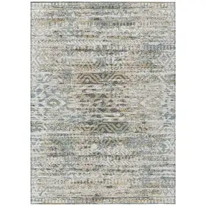 Photo of Ivory And Beige Moroccan Washable Indoor Outdoor Area Rug