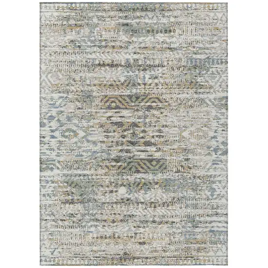 Ivory And Beige Moroccan Washable Indoor Outdoor Area Rug Photo 1