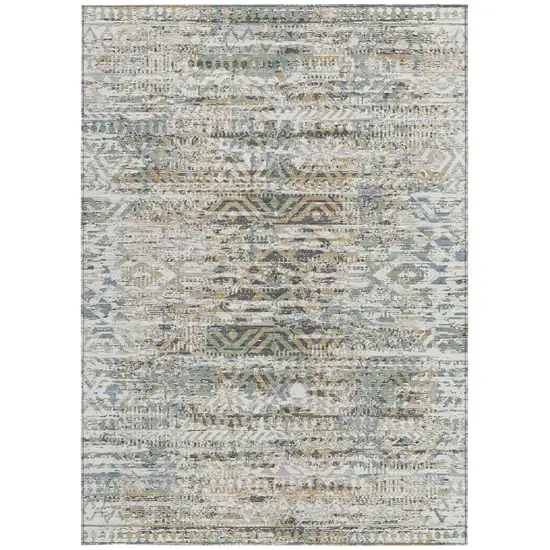 Ivory And Beige Moroccan Washable Indoor Outdoor Area Rug Photo 4