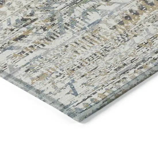 Ivory And Beige Moroccan Washable Indoor Outdoor Area Rug Photo 9