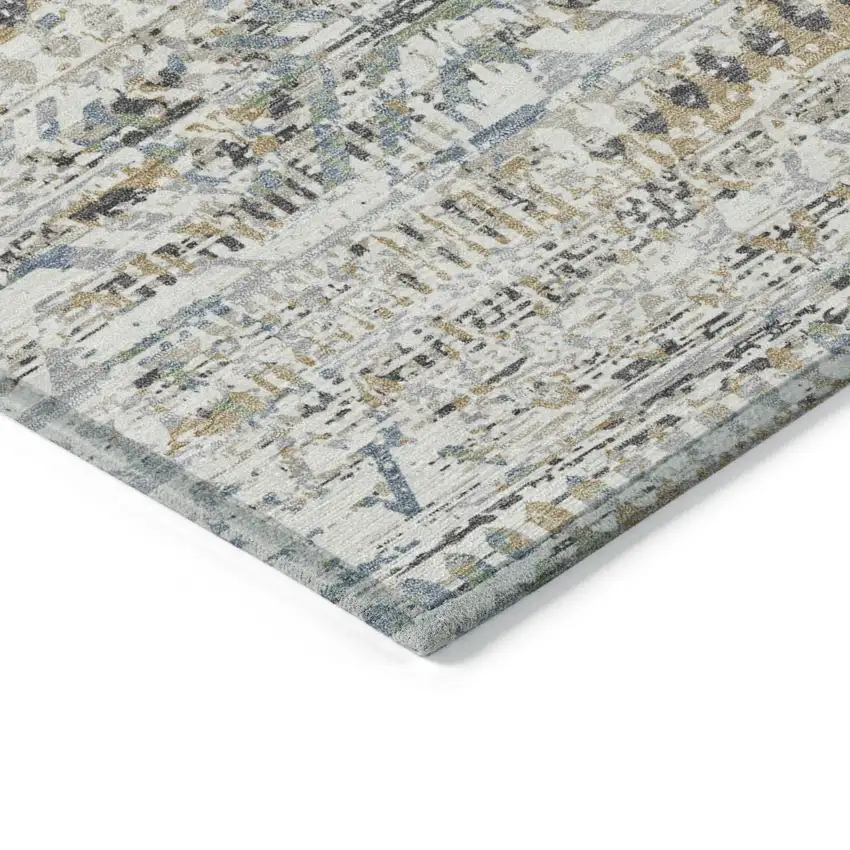 Ivory And Beige Moroccan Washable Indoor Outdoor Area Rug Photo 9