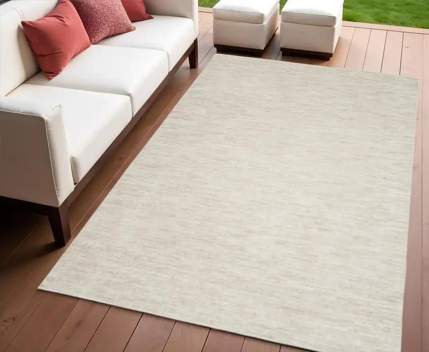 Beige And Ivory Indoor Outdoor Area Rug Photo 1