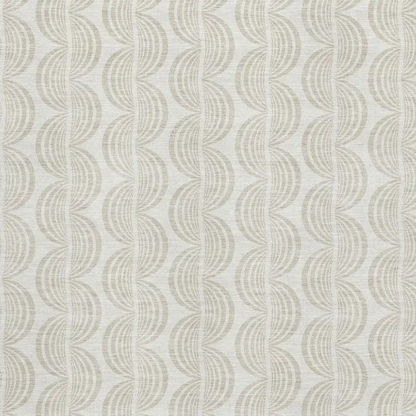 Ivory And Beige Ogee Washable Area Rug With UV Protection Photo 2