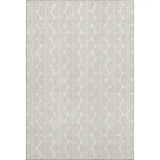 Ivory And Beige Ogee Washable Area Rug With UV Protection Photo 1