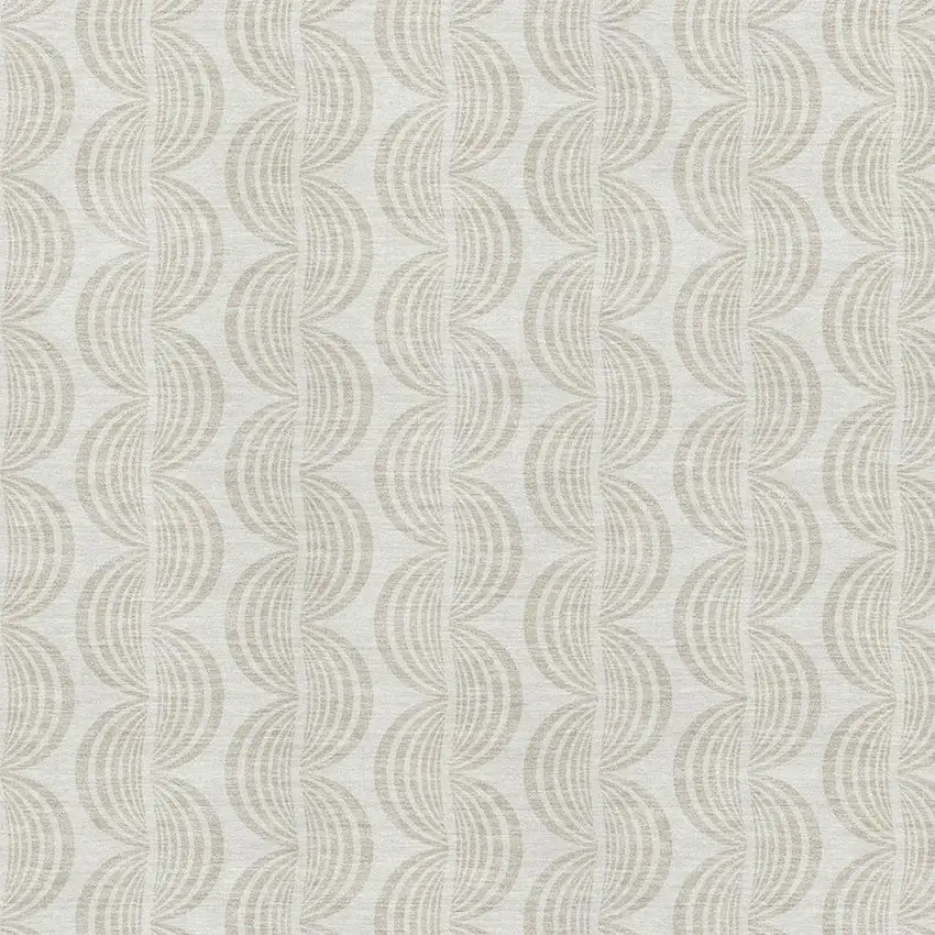 Ivory And Beige Ogee Washable Area Rug With UV Protection Photo 2