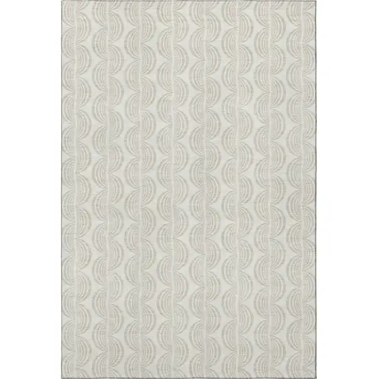 Ivory And Beige Ogee Washable Area Rug With UV Protection Photo 3