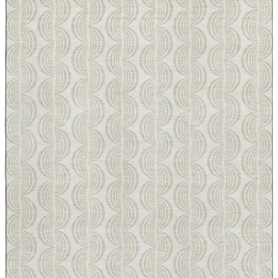 Ivory And Beige Ogee Washable Area Rug With UV Protection Photo 2