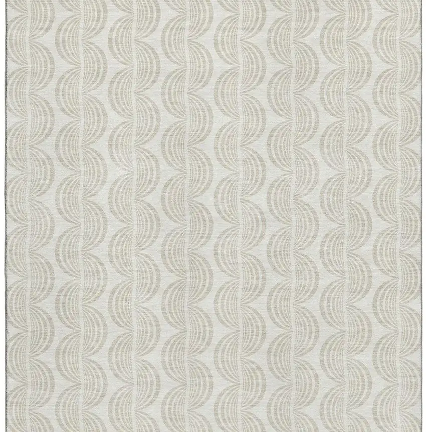 Ivory And Beige Ogee Washable Area Rug With UV Protection Photo 3