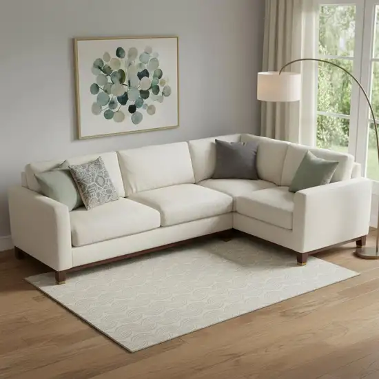 Ivory And Beige Ogee Washable Area Rug With UV Protection Photo 2