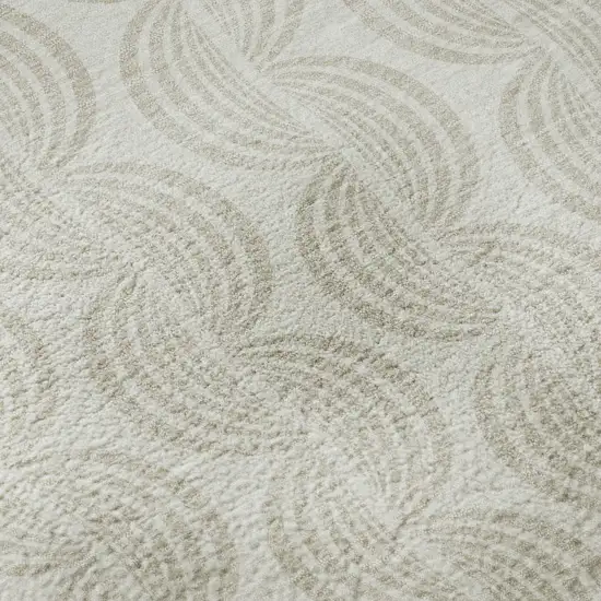 Ivory And Beige Ogee Washable Area Rug With UV Protection Photo 9