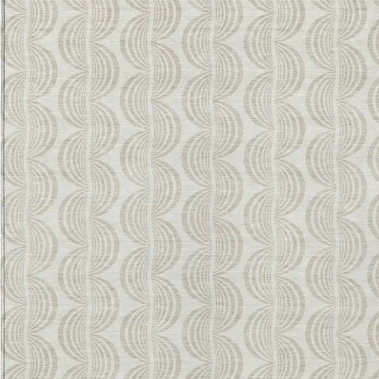 Ivory And Beige Ogee Washable Indoor Outdoor Area Rug Photo 5