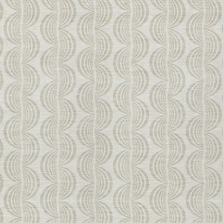 Ivory And Beige Ogee Washable Indoor Outdoor Area Rug Photo 5