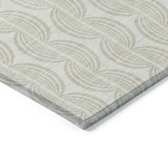 Ivory And Beige Ogee Washable Indoor Outdoor Area Rug Photo 4