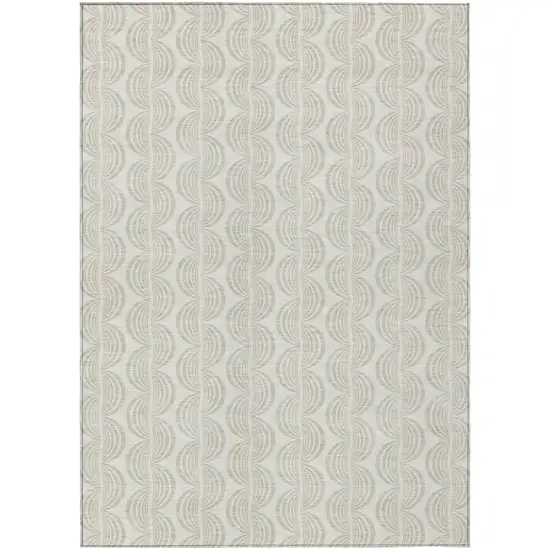 Ivory And Beige Ogee Washable Indoor Outdoor Area Rug Photo 2