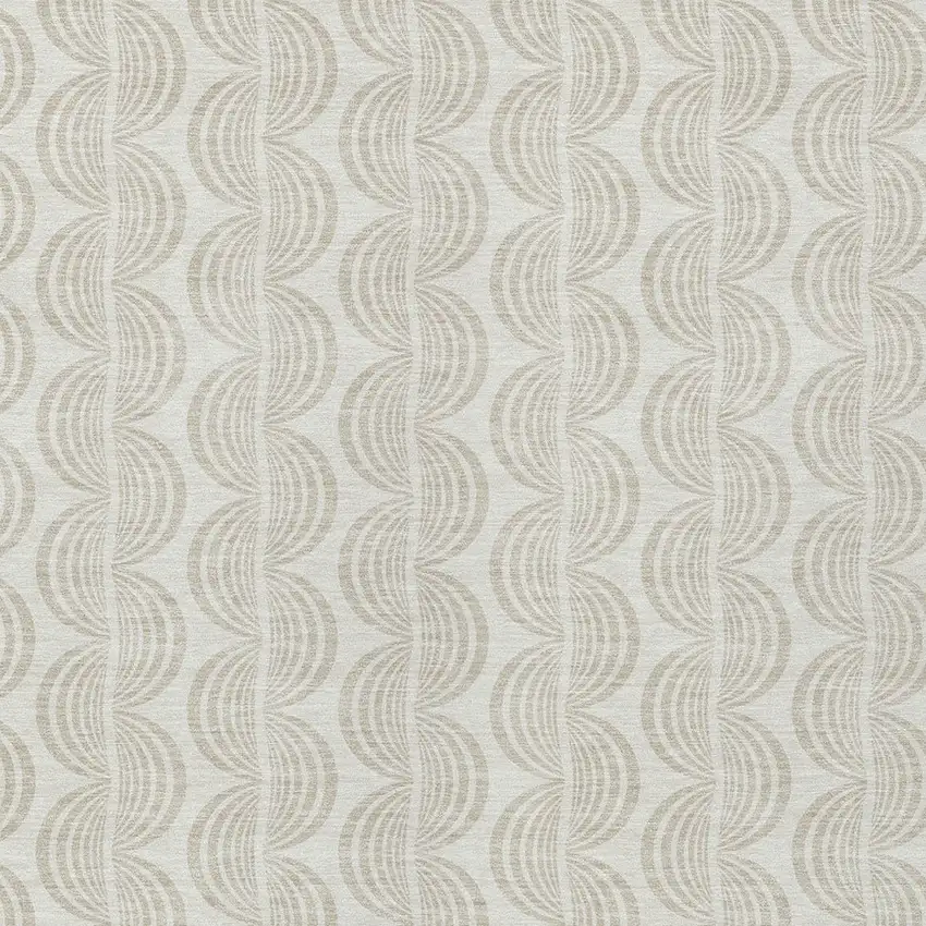 Ivory And Beige Ogee Washable Indoor Outdoor Area Rug Photo 5