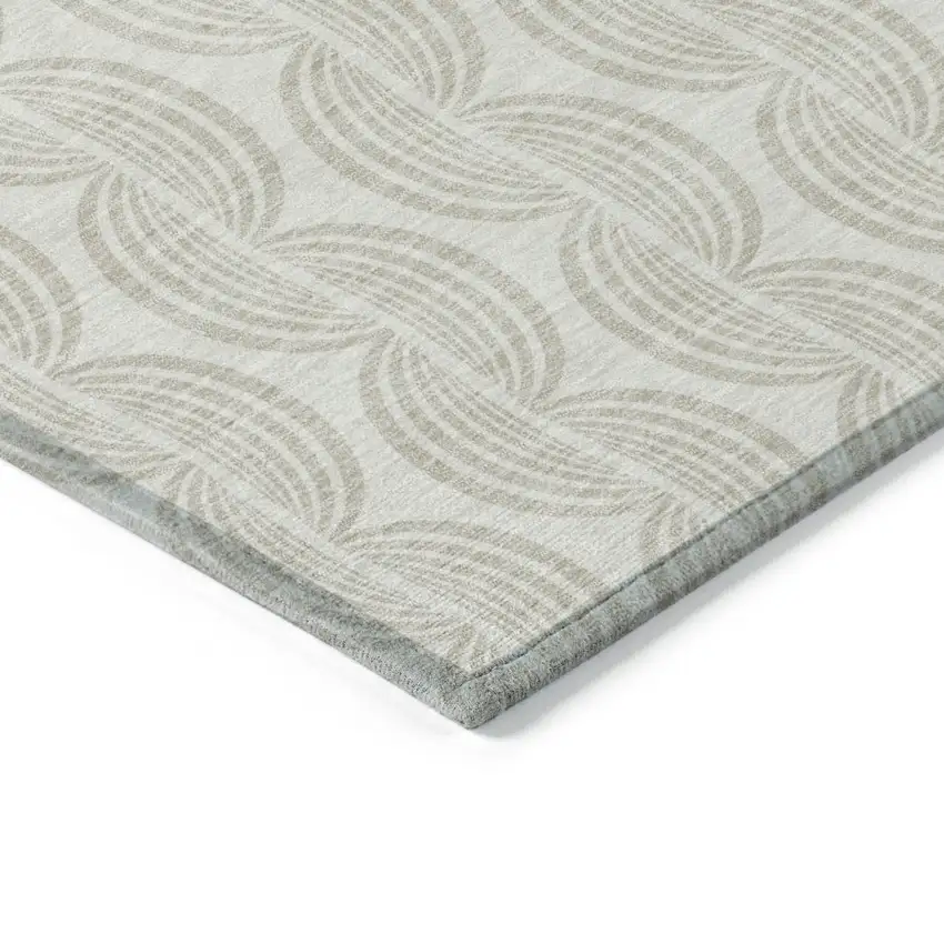 Ivory And Beige Ogee Washable Indoor Outdoor Area Rug Photo 4
