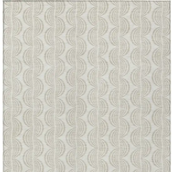 Ivory And Beige Ogee Washable Indoor Outdoor Area Rug Photo 6
