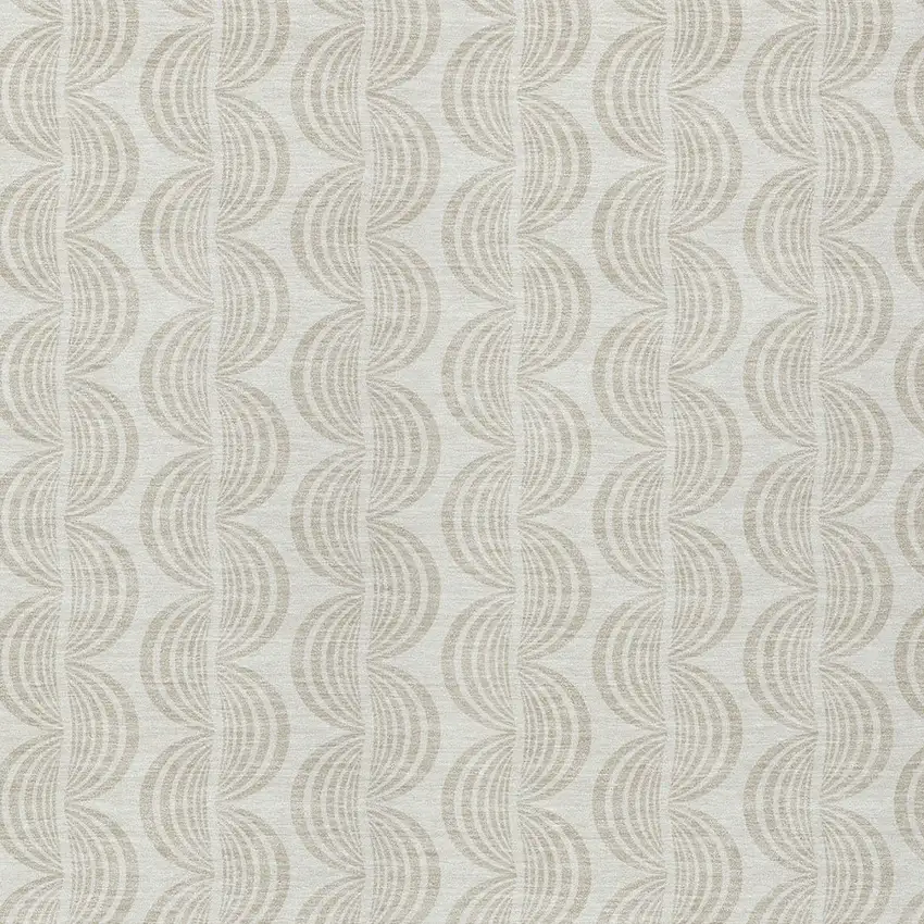 Ivory And Beige Ogee Washable Indoor Outdoor Area Rug Photo 5