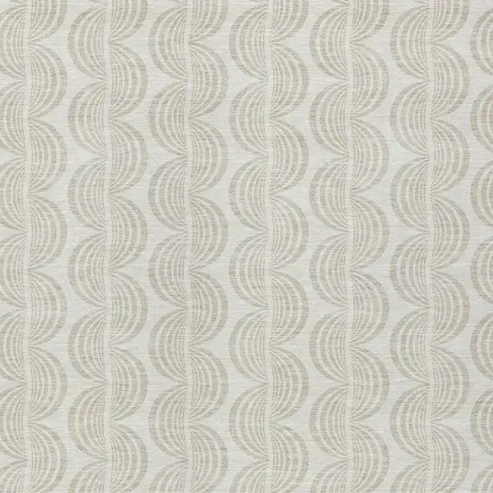 Ivory And Beige Ogee Washable Indoor Outdoor Area Rug Photo 5