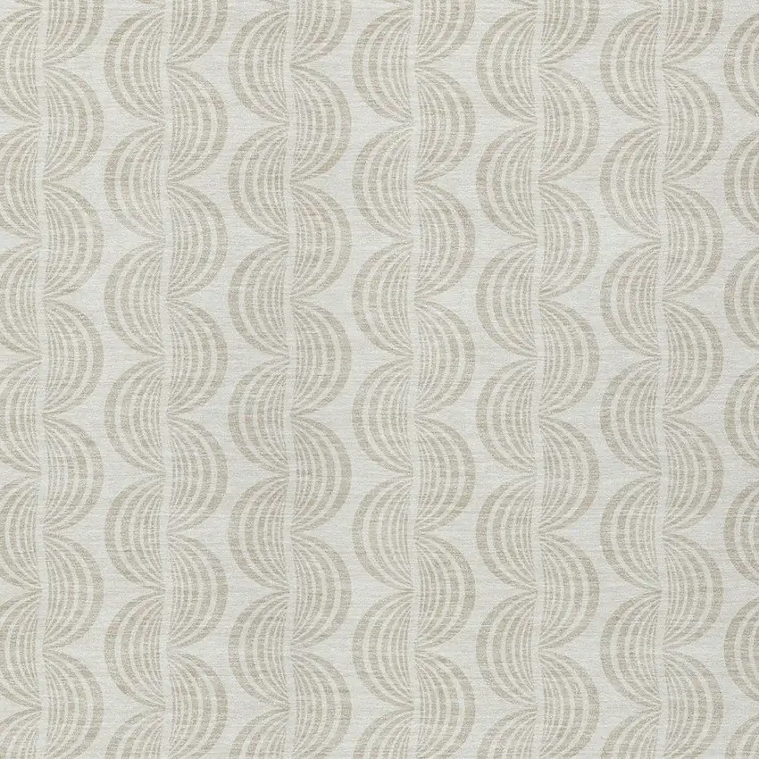 Ivory And Beige Ogee Washable Indoor Outdoor Area Rug Photo 5