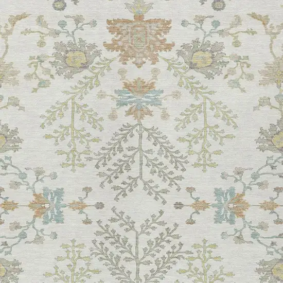 Ivory And Beige Oriental Washable Indoor Outdoor Area Rug Photo 3