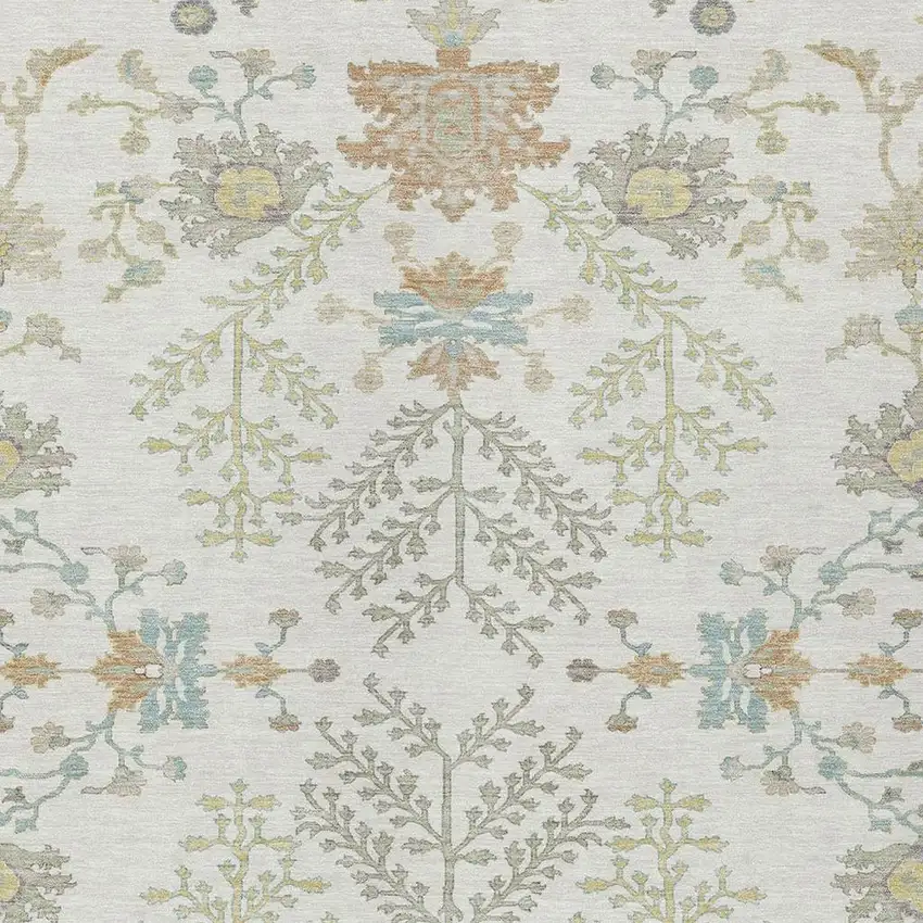 Ivory And Beige Oriental Washable Indoor Outdoor Area Rug Photo 3