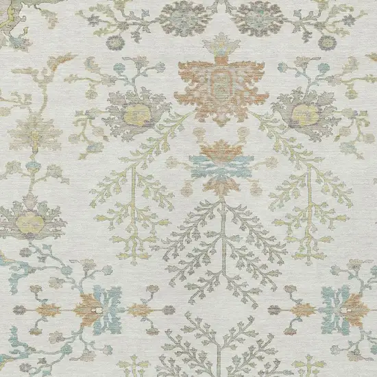 Ivory And Beige Oriental Washable Indoor Outdoor Area Rug Photo 3