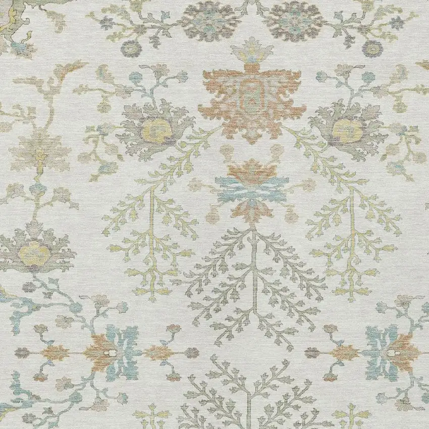 Ivory And Beige Oriental Washable Indoor Outdoor Area Rug Photo 3