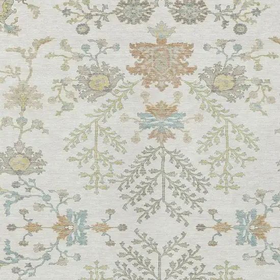 Ivory And Beige Oriental Washable Indoor Outdoor Area Rug Photo 5