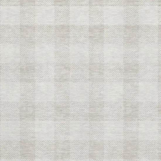 Ivory And Beige Plaid Washable Area Rug With UV Protection Photo 2