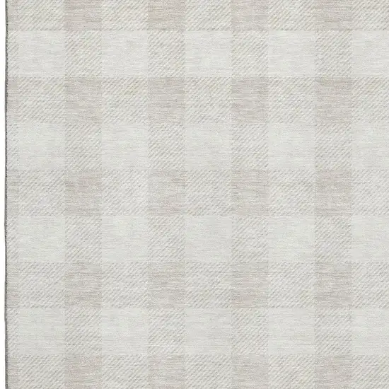 Ivory And Beige Plaid Washable Area Rug With UV Protection Photo 2