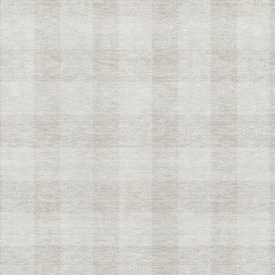 Ivory And Beige Plaid Washable Area Rug With UV Protection Photo 2
