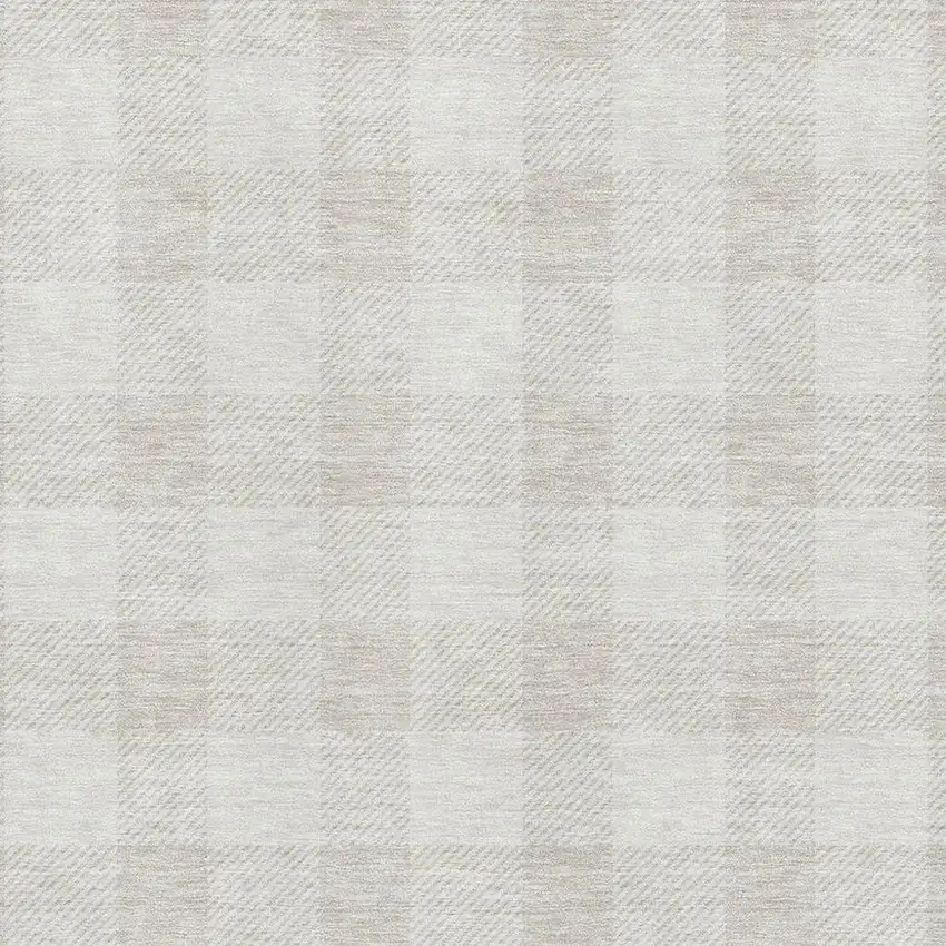 Ivory And Beige Plaid Washable Area Rug With UV Protection Photo 2