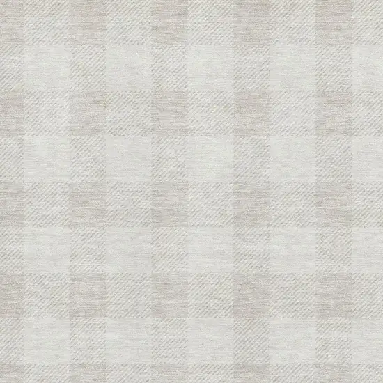 Ivory And Beige Plaid Washable Area Rug With UV Protection Photo 2