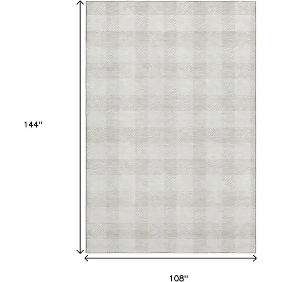 Ivory And Beige Plaid Washable Area Rug With UV Protection Photo 3