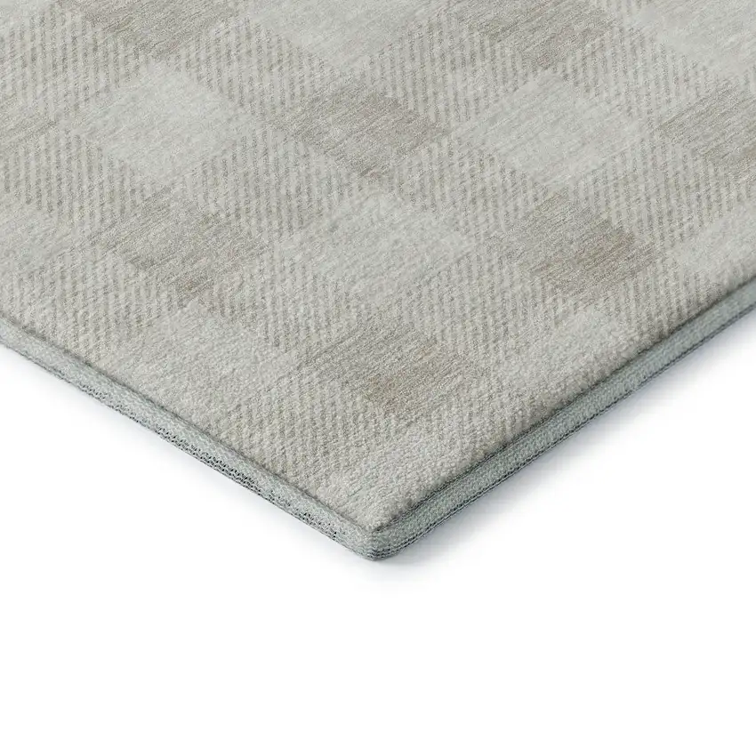 Ivory And Beige Plaid Washable Area Rug With UV Protection Photo 7