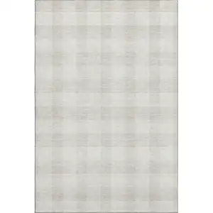 Photo of Ivory And Beige Plaid Washable Area Rug With UV Protection