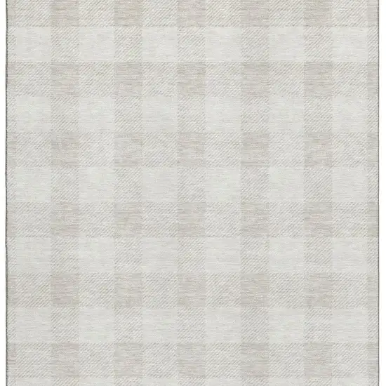 Ivory And Beige Plaid Washable Area Rug With UV Protection Photo 3
