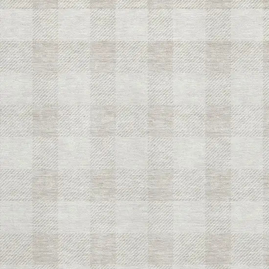 Ivory And Beige Plaid Washable Area Rug With UV Protection Photo 2