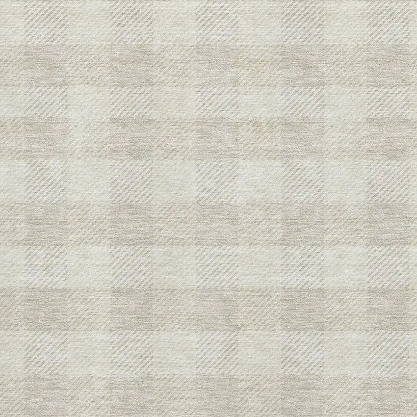 Ivory And Beige Plaid Washable Area Rug With UV Protection Photo 4