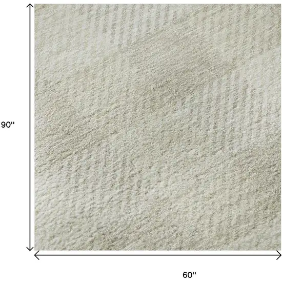 Ivory And Beige Plaid Washable Area Rug With UV Protection Photo 9