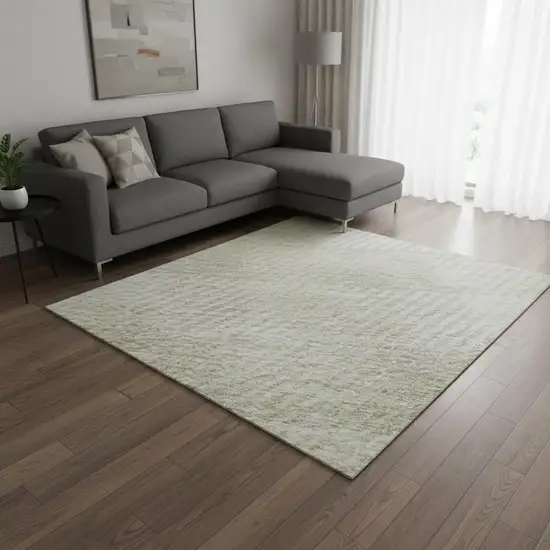 Ivory And Beige Plaid Washable Area Rug With UV Protection Photo 2