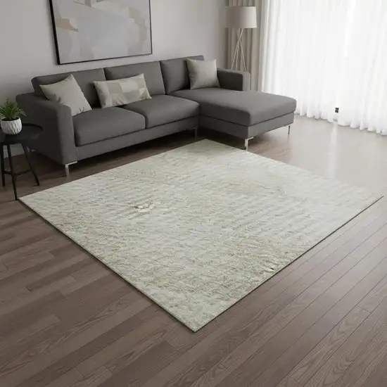 Ivory And Beige Plaid Washable Area Rug With UV Protection Photo 2