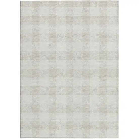 Ivory And Beige Plaid Washable Indoor Outdoor Area Rug Photo 6