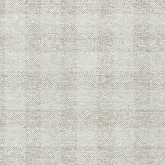 Ivory And Beige Plaid Washable Indoor Outdoor Area Rug Photo 6