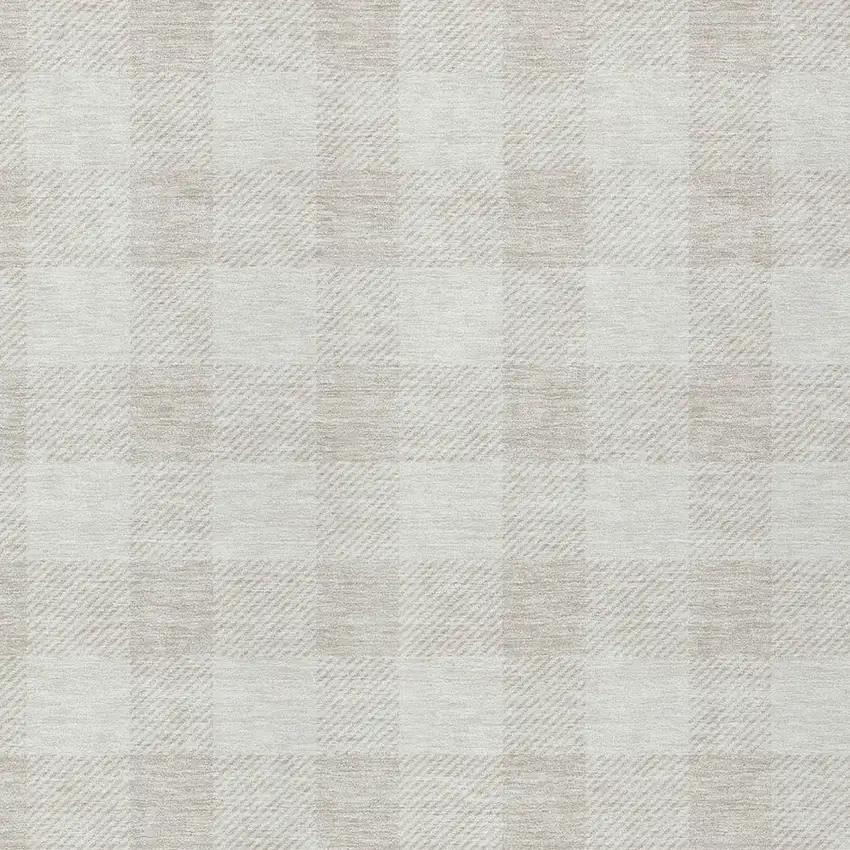 Ivory And Beige Plaid Washable Indoor Outdoor Area Rug Photo 6