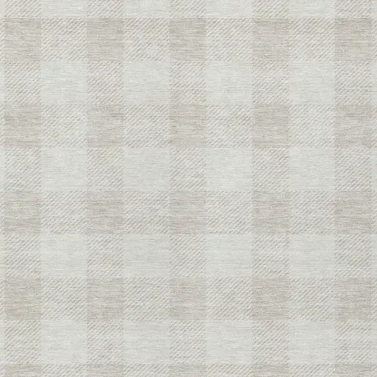 Ivory And Beige Plaid Washable Indoor Outdoor Area Rug Photo 6