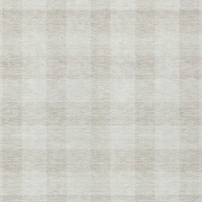 Ivory And Beige Plaid Washable Indoor Outdoor Area Rug Photo 6