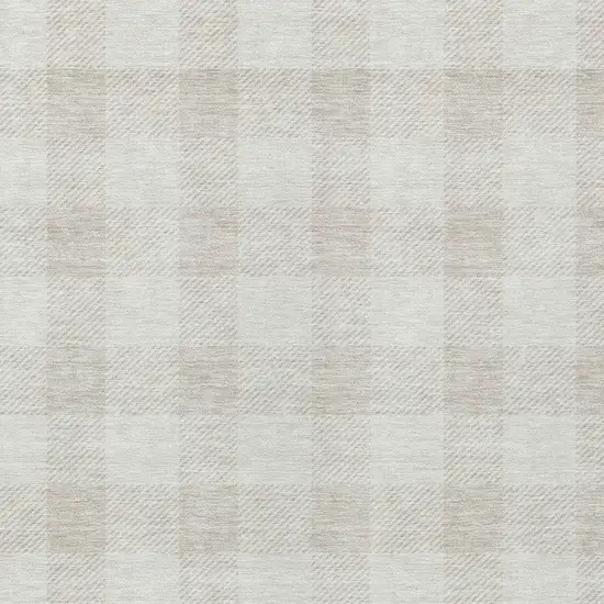 Ivory And Beige Plaid Washable Indoor Outdoor Area Rug Photo 6