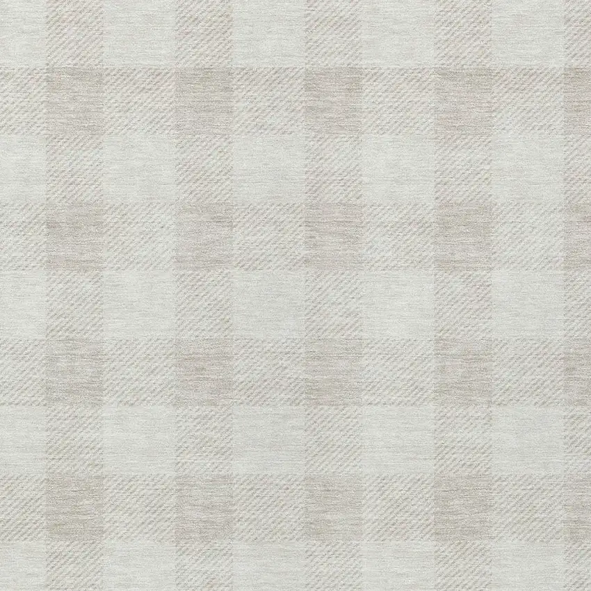Ivory And Beige Plaid Washable Indoor Outdoor Area Rug Photo 6